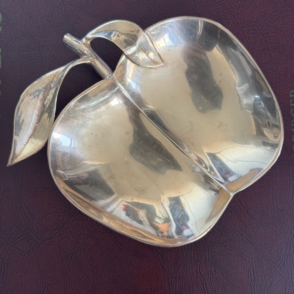Vintage Brass Apple Trinket Catchall Dish